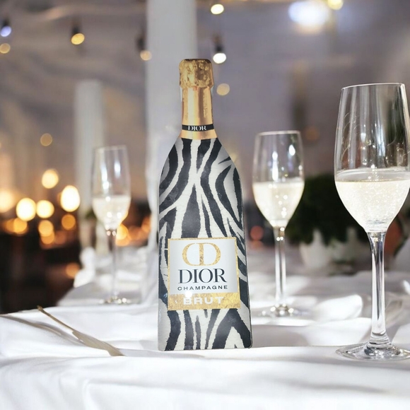 Unbranded Other - NWT Luxury Inspired Zebra Print Champagne Bottle Art Piece